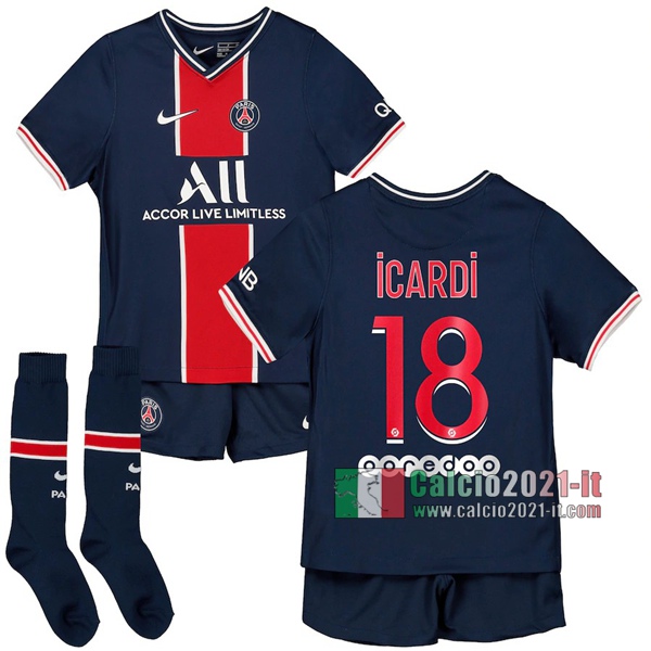 Calcio2021-It: Le Nuove Prima Maglia Psg Paris Saint Germain Neymar Icardi #18 Bambino 2020-2021