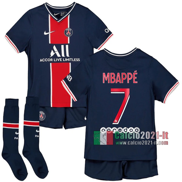 Calcio2021-It: La Nuova Prima Maglia Psg Paris Saint Germain Mbappé #7 Bambino 2020-2021