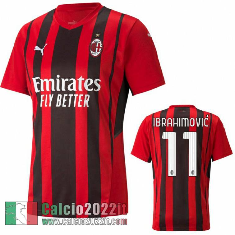 Prima AC Milan Maglia Calcio Ibrahimovic #11 Uomo 2021 2022